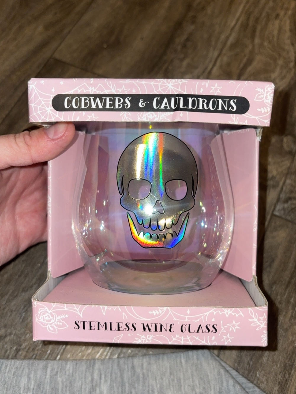T.J.Maxx Pink Iridescent Skull Stemless Glass